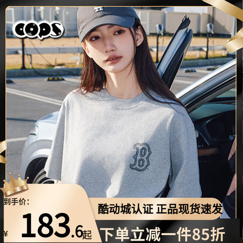 MLB灰色短袖男女情侣25新款大标涂鸦宽松运动休闲T恤3ATSB0353