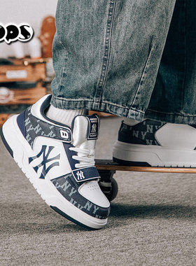 MLB男女情侣学长鞋时尚复古NY老花厚底增高运动休闲板鞋3ASXCDN3N