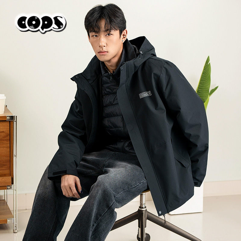 斯凯奇三合一防风保暖羽绒夹克男