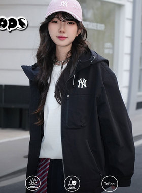 MLB冲锋衣男女同款休闲时尚防水防污三防夹克外套3AWJB0361-50BKS