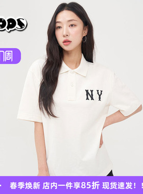 MLB翻领T恤POLO衫男女情侣25新款NY刺绣休闲运动短袖3APQB0353