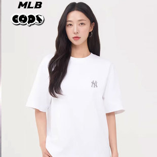 MLB白色短袖女装夏季新款男士运动半袖休闲上衣圆领T恤3ATSB0163