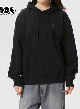 MLB男女装宽松连帽卫衣落肩袖百搭休闲套头衫黑色26新款3AHDB0161