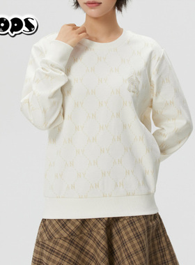 MLB2026新款卫衣男女NY钻石老花满印圆领运动休闲套头衫3AMTM0161