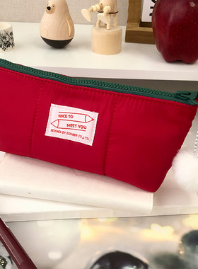 韩国三明治笔袋ins日系女初高中生高颜值可爱大容量纯色拉链笔盒