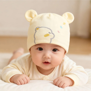 新生婴儿胎帽初生宝宝春秋款纯棉保暖囟门帽0一3个月幼儿超萌冬季