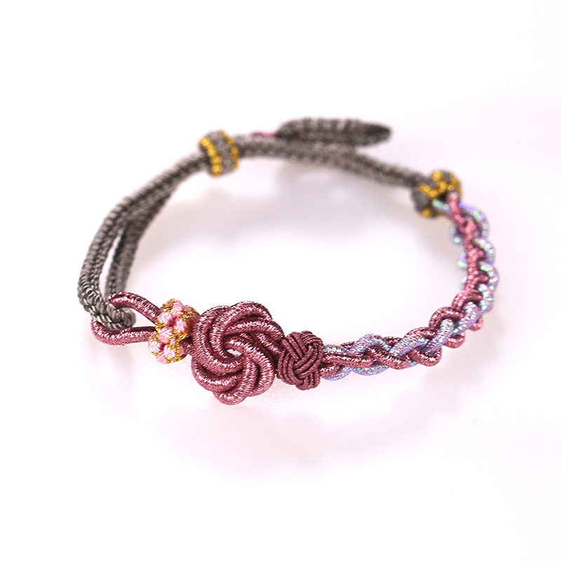 曼陀罗结手绳可穿珠半成品可穿黄金编织绳diy男女本命年红绳手链