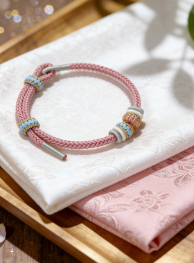 手工编织绳可穿珠黄金转运珠手链