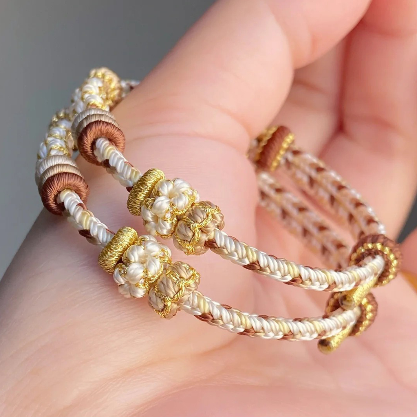 美拉德桃花双向手绳手工编织绳