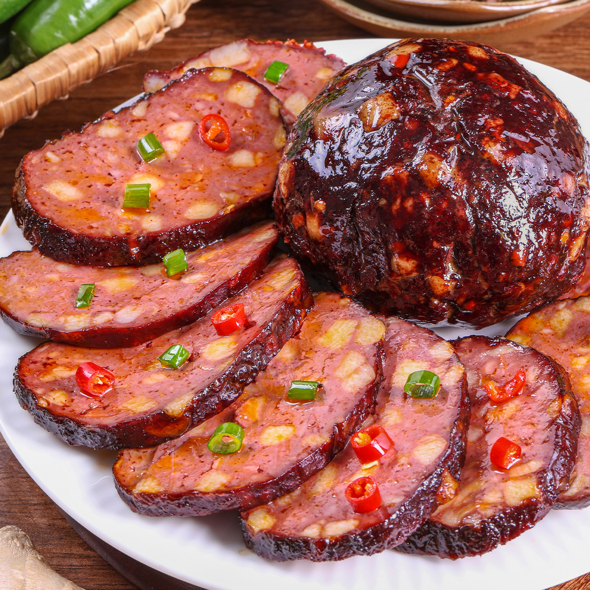 柴火猪血丸子湖南湘西特产血粑豆腐圆子农家自制烟熏腊豆腐干