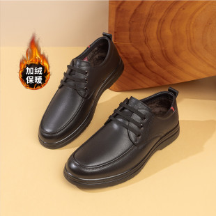 【加绒+温度】奥康男士加绒休闲皮鞋冬新款保暖系带舒适休闲皮鞋