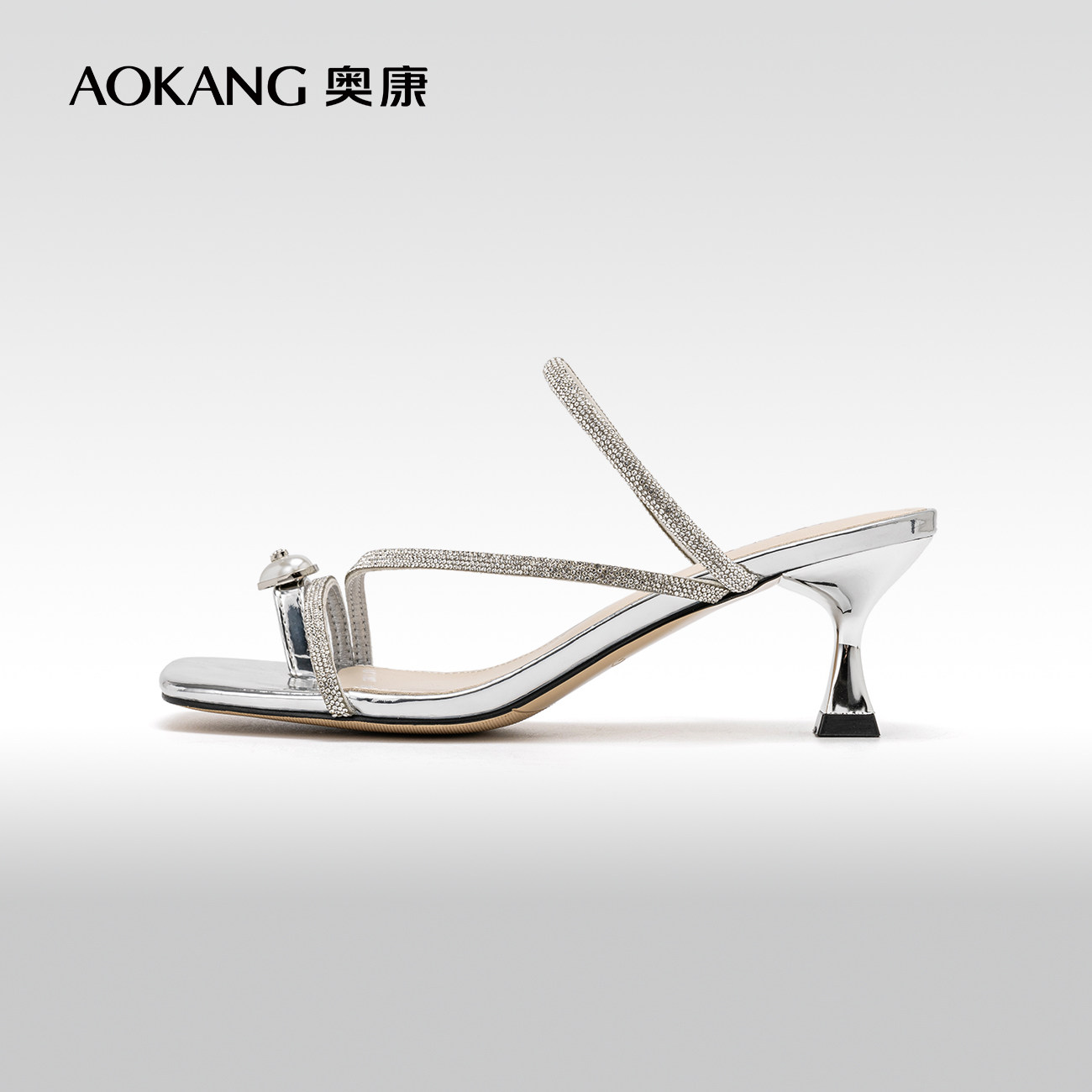 奥康女鞋 夏季新款外穿精致配裙子法式凉拖鞋套趾时装凉鞋