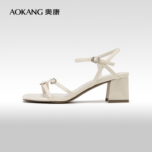 奥康法式甜美一字带时装凉鞋