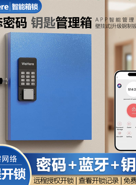 WeHere智能动态密码壁挂钥匙箱远程授权开锁蓝牙开锁公司钥匙管理