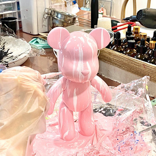 网红流体熊手工diy材料自制客厅摆件颜料暴力熊画中小熊情侣礼物