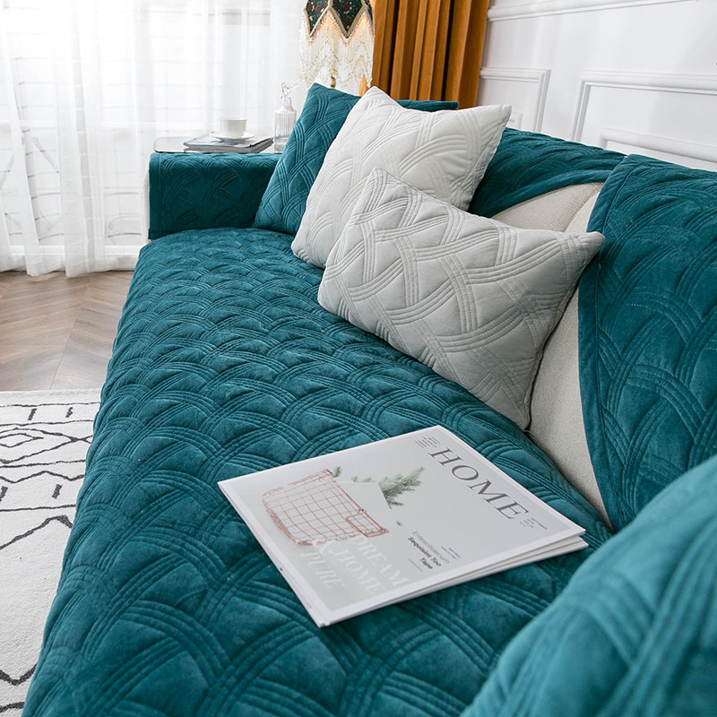 轻奢复古墨绿毛绒沙发垫坐垫新款简约现代皮座垫子防滑沙发套罩巾,居家布艺,沙发垫,淘宝优惠券,粉丝福利购,淘宝优惠卷