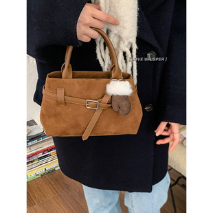 包包秋冬感女士手提包2025新款 麂皮绒托特包大容量单肩斜挎包