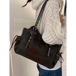 冬季 简约大容量托特包百搭单肩包 复古质感腋下通勤包包女2025新款