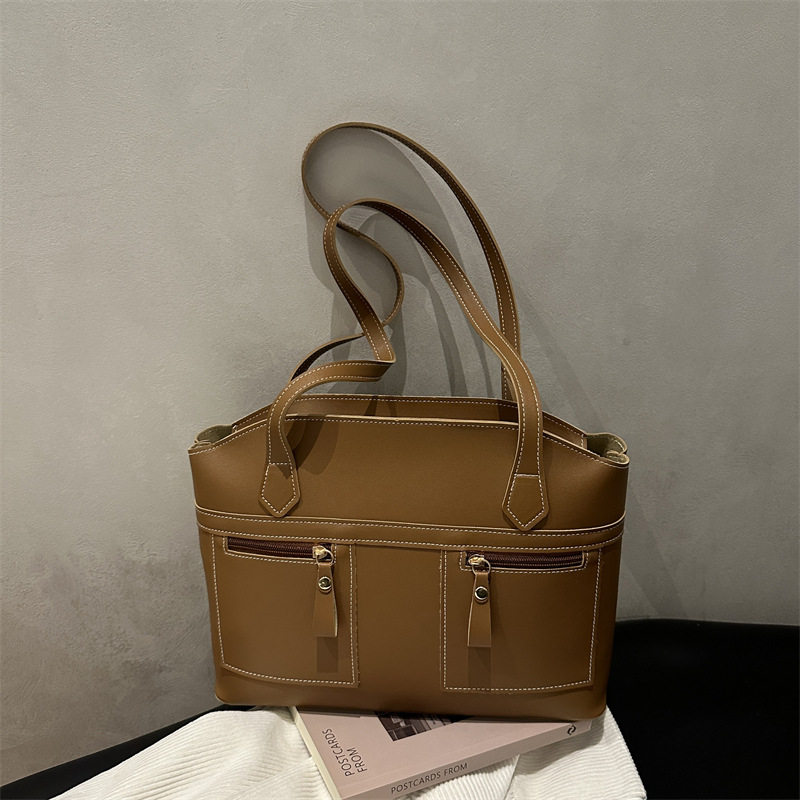 女士休闲复古2026新款女欧美风简约时尚大容量手体系挎托特单肩包
