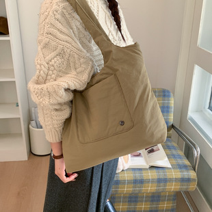 韩版 简约棉服包百搭单肩腋下包 帆布包大容量女士手提包2025新款