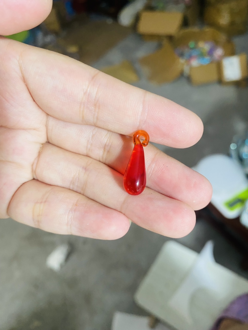diy 手工玻璃琉璃水滴珠古风越剧戏曲头饰配件流苏珠子红色黄梅戏