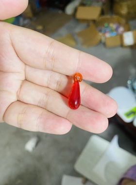 diy 手工玻璃琉璃水滴珠古风越剧戏曲头饰配件流苏珠子红色黄梅戏
