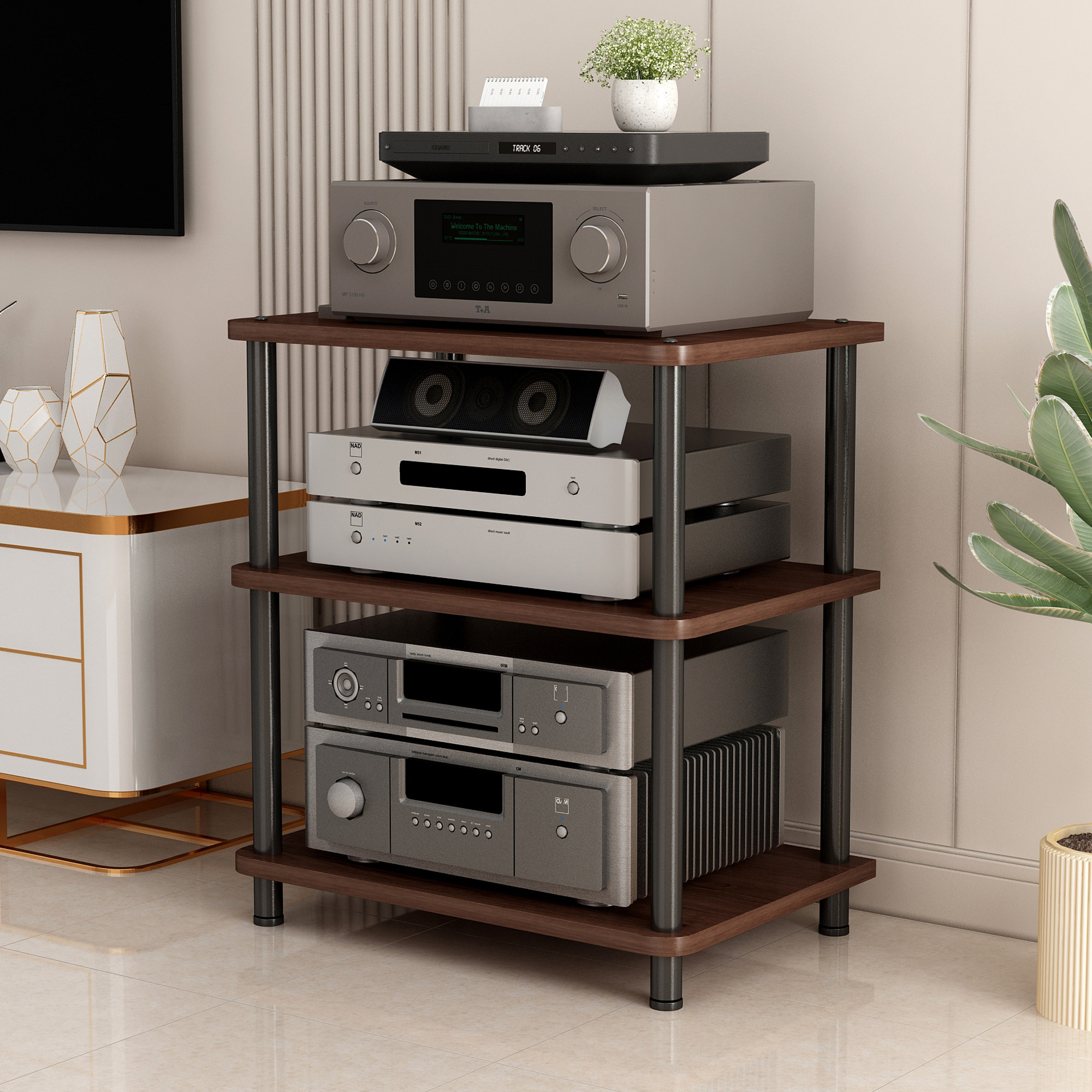 实木层板大尺寸功放机架胆机支架CD机柜解码器放大器脚架音响收纳