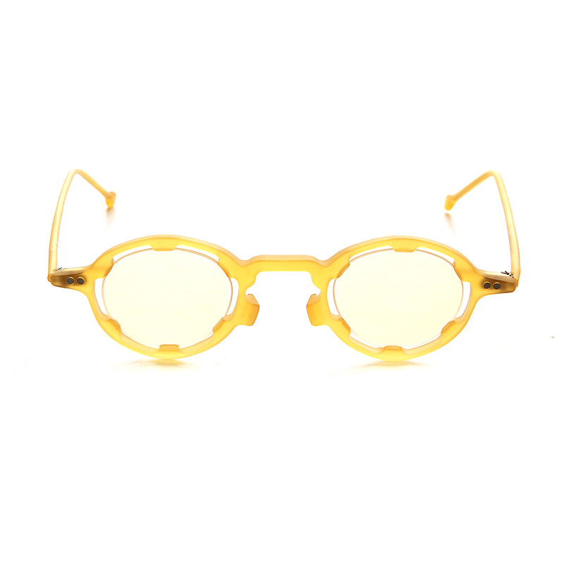 意大利产 个性设计罕见师款蜜色板材圆框波浪花型近视眼镜架夸张