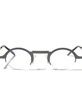 现货 | Theo灰蓝渐变色椭圆形眉线框近视眼镜架纯钛小框极简超轻