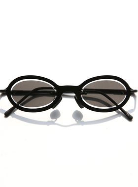 德国制造 |双层椭圆黑色金属哑光墨镜太阳眼镜设计师款夸张