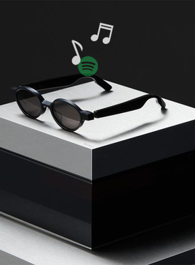 Aether 黑科技音频眼镜架椭圆形板材黑色墨镜立体切割粗框小镜片