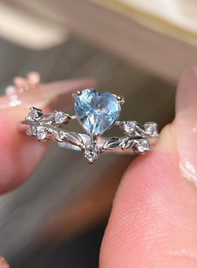 时尚轻奢爱心锆石开口戒指