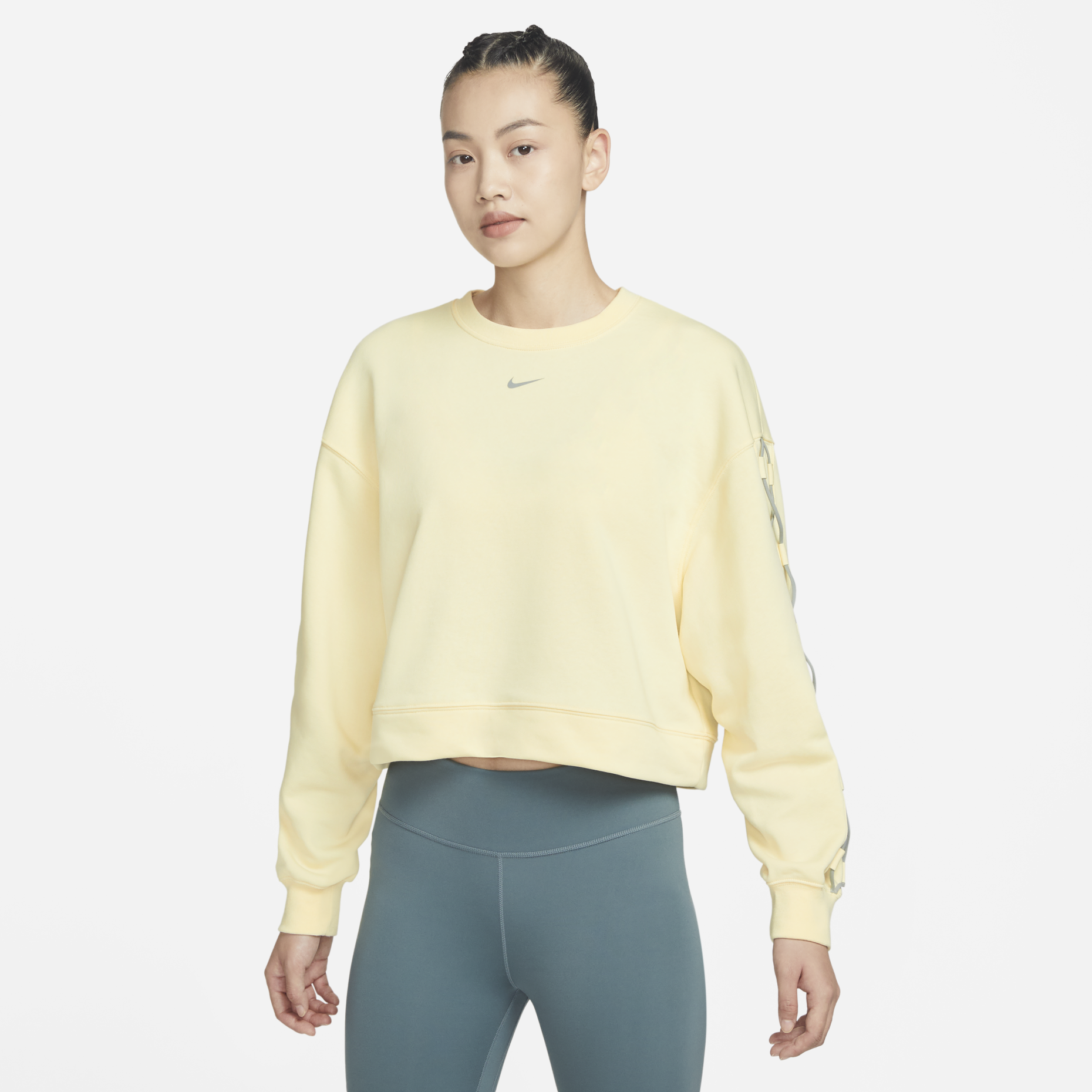 NIKE 耐克 女子瑜伽运动系带针织套头打底衫卫衣 DX0003-744