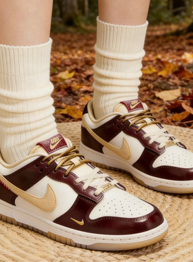 NIKE DUNK LOW 耐克女鞋白棕色复古低帮板鞋 轻便防滑 HV5991-171