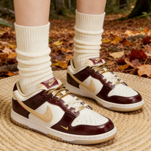 NIKE DUNK LOW 耐克女鞋白棕色复古低帮板鞋 轻便防滑 HV5991-171