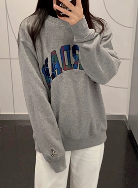 Nike耐克Jordan套头衫 AJ灰色刺绣印花美式宽松卫衣 DV1576-091