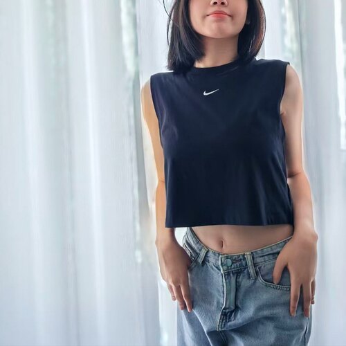 【断码捡漏】耐克女夏季时尚百搭全棉短款无袖T恤背心 AR3204-010