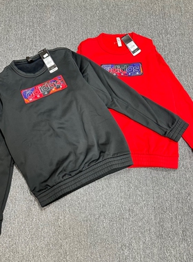Adidas 阿迪达斯 男子运动卫衣圆领休闲黑色套头衫 GQ2833 GQ2834