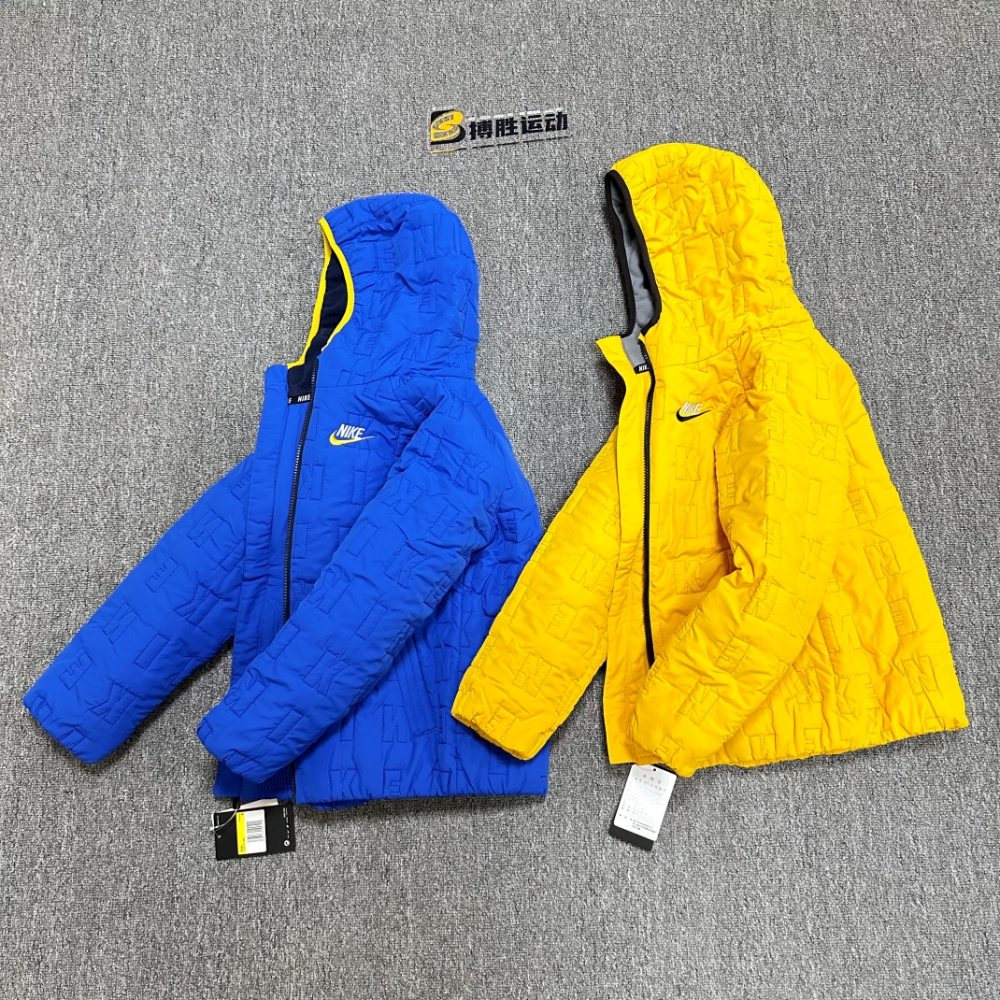 Nike耐克冬季新款儿童保暖防风时尚亮色连帽棉服厚外套 DZ9737