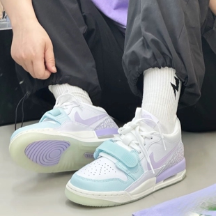 HQ3820 Nike耐克Jordan 休闲魔术贴篮球鞋 Low白紫蓝色女鞋 151 312