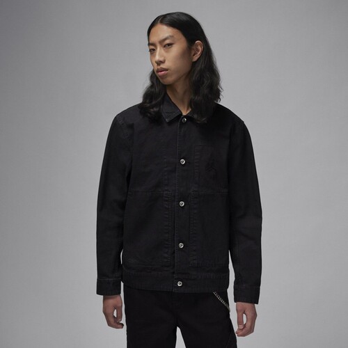 耐克Jordan翻领夹克时尚做旧硬挺工装硬汉牛仔外套FN4528-010-436