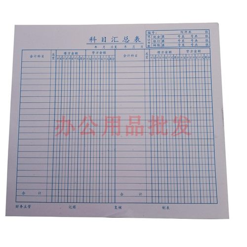 科目汇总表 财务报表记账凭证科目汇总表 195*210蓝线会计汇总表