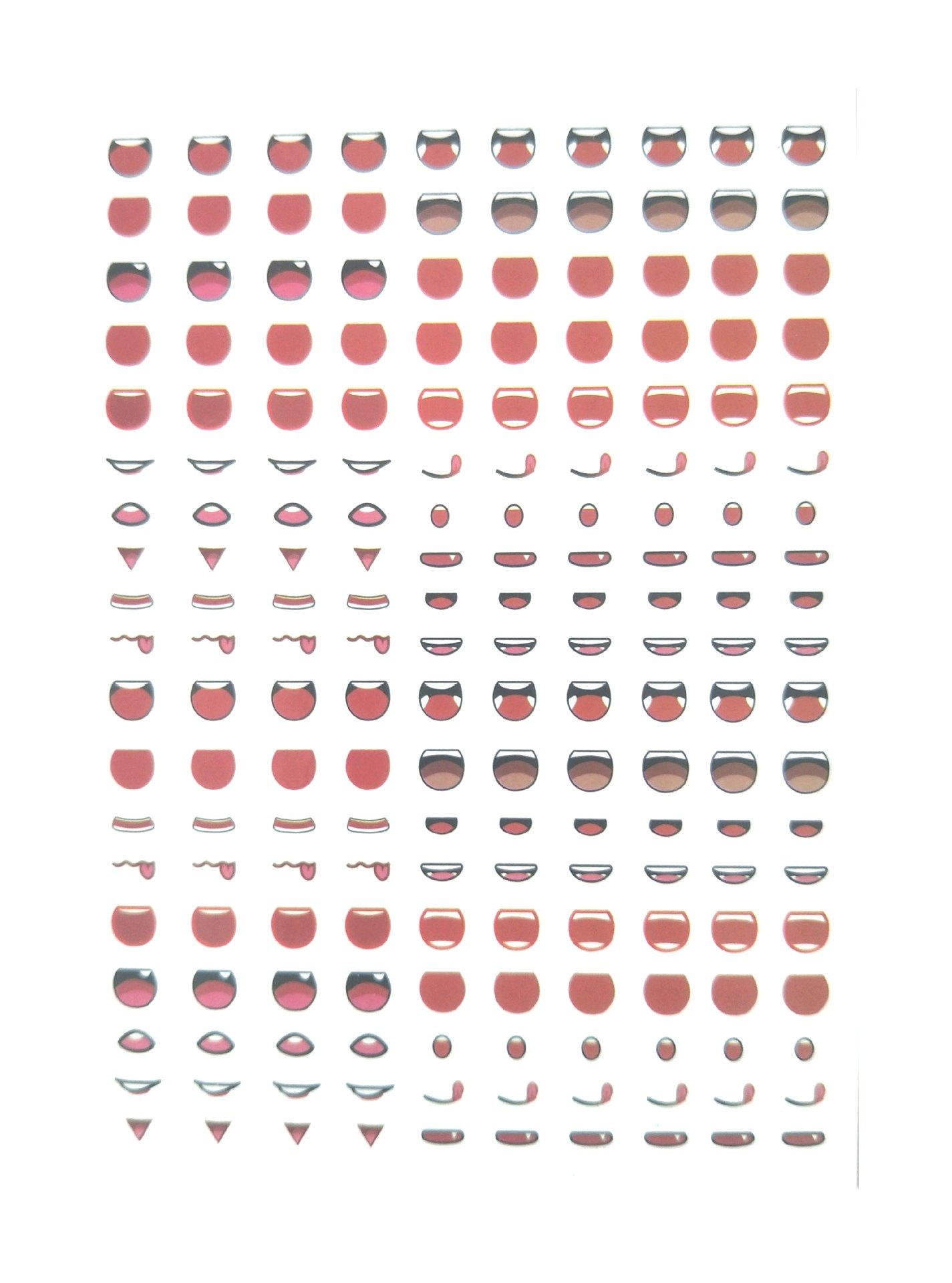 卡通动漫水贴纸超轻粘土嘴贴软陶泥人偶diy钩针玩偶嘴巴小号