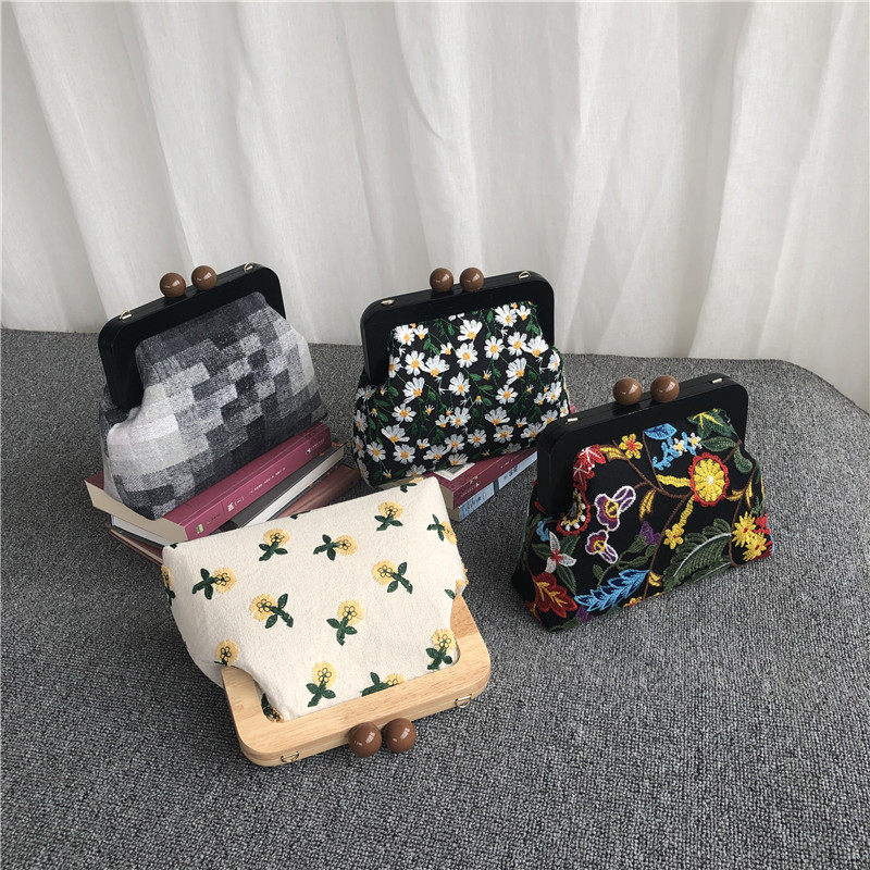 田园风手工刺绣面料复古木口金免剪免烫diy材料包复古手工布包包