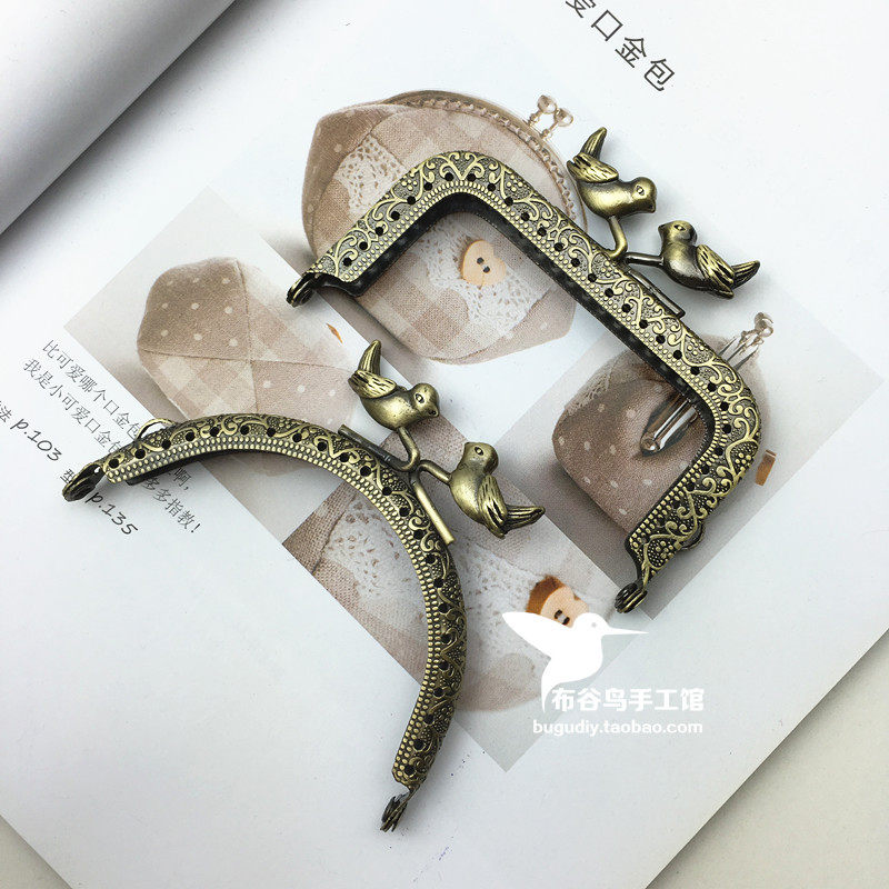 5cm压花小鸟头 喜鹊头口金 半圆/方形口金包材料 送图纸