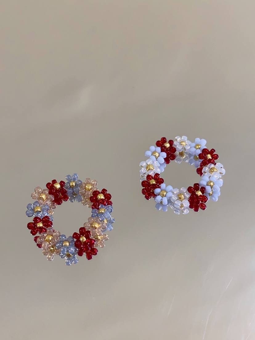 HUYA手作敦煌配色串珠戒指复古中国风花朵编织小众设计可爱戒指