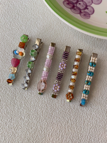 HUYA手作花园串珠发夹小众设计感手工编织花朵少女心百搭发夹女