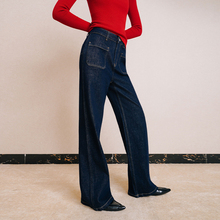 chris DI*R直筒微喇叭牛仔裤国际高奢超模腿高腰直腿宽松阔腿裤女