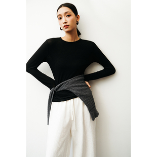 圆领薄款 复古长袖 正肩长袖 可叠穿内搭打底衫 女 T恤 Chris小倩