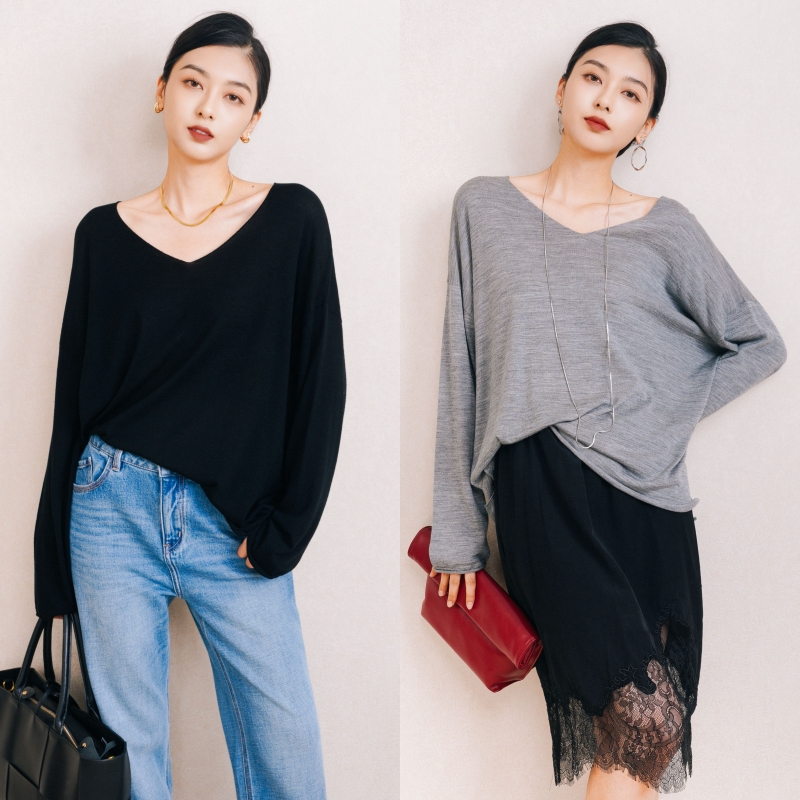 chris小倩60支100羊毛宽松上衣